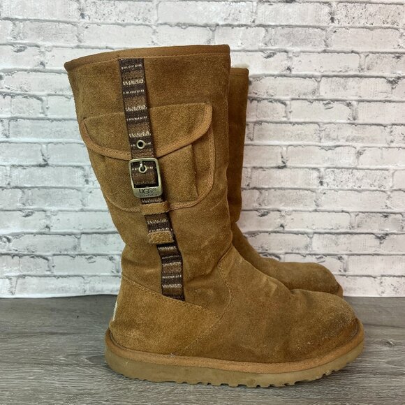 UGG Shoes - UGG 1968 Brown Retro Cargo Boots Size 5 Australia Leather Sheepskin